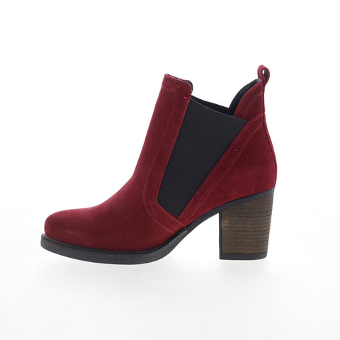 Bos. & Co. Bellini Womens Red Suede Slip On Ankle & Booties Boots