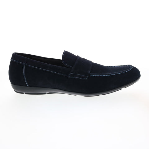 Bruno Magli Benito BENITO2 Mens Blue Suede Loafers & Slip Ons Penny Shoes