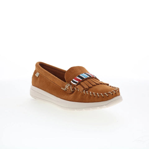Minnetonka Bepeshaa Moc 61074P Womens Brown Suede Loafer Flats Shoes