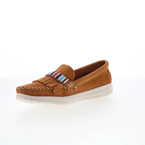 Minnetonka Bepeshaa Moc 61074P Womens Brown Suede Loafer Flats Shoes