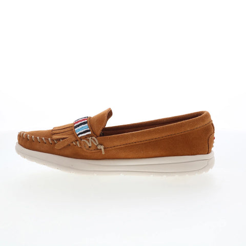 Minnetonka Bepeshaa Moc 61074P Womens Brown Suede Loafer Flats Shoes