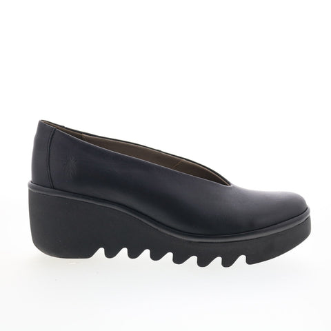 Fly London Beso BESO246FLY-012 Womens Black Leather Loafer Flats Shoes