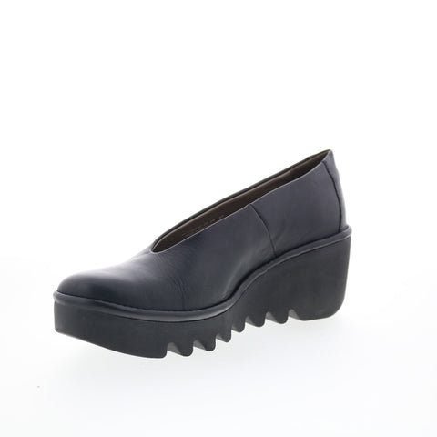 Fly London Beso BESO246FLY-012 Womens Black Leather Loafer Flats Shoes