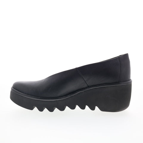 Fly London Beso BESO246FLY-012 Womens Black Leather Loafer Flats Shoes