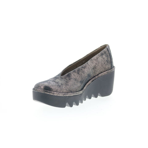 Fly London Beso Womens Gray Leather Loafers & Slip Ons Casual Shoes