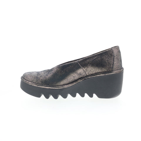 Fly London Beso Womens Gray Leather Loafers & Slip Ons Casual Shoes