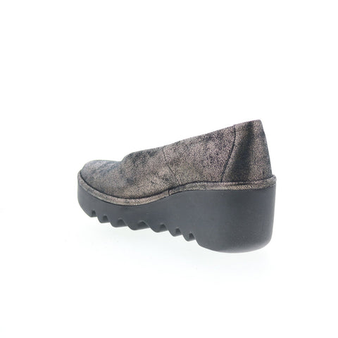 Fly London Beso Womens Gray Leather Loafers & Slip Ons Casual Shoes