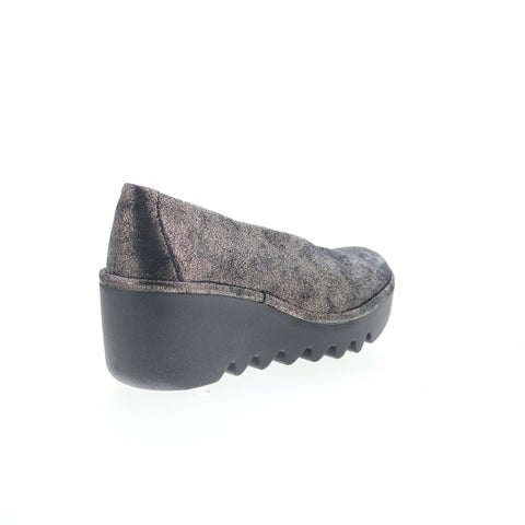 Fly London Beso Womens Gray Leather Loafers & Slip Ons Casual Shoes