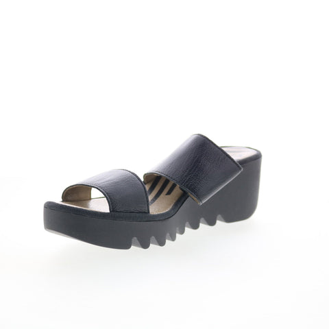 Fly London Besy BESY357FLY-000 Womens Black Leather Slides Sandals Shoes
