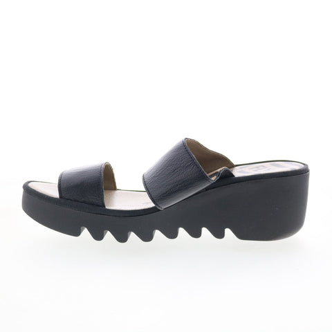 Fly London Besy BESY357FLY-000 Womens Black Leather Slides Sandals Shoes