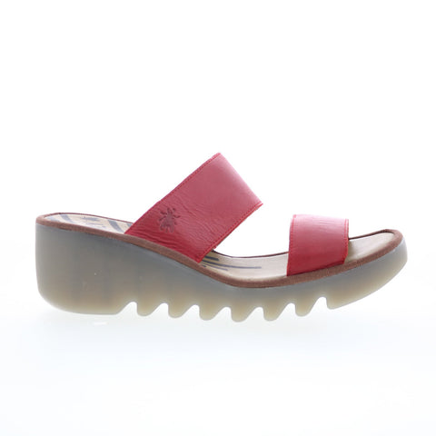 Fly London Besy BESY357FLY-011 Womens Red Leather Slides Sandals Shoes