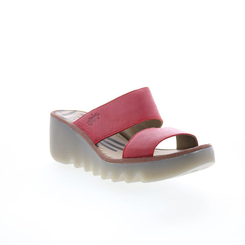 Fly London Besy BESY357FLY-011 Womens Red Leather Slides Sandals Shoes