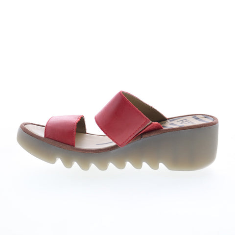 Fly London Besy BESY357FLY-011 Womens Red Leather Slides Sandals Shoes