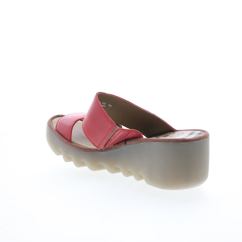 Fly London Besy BESY357FLY-011 Womens Red Leather Slides Sandals Shoes