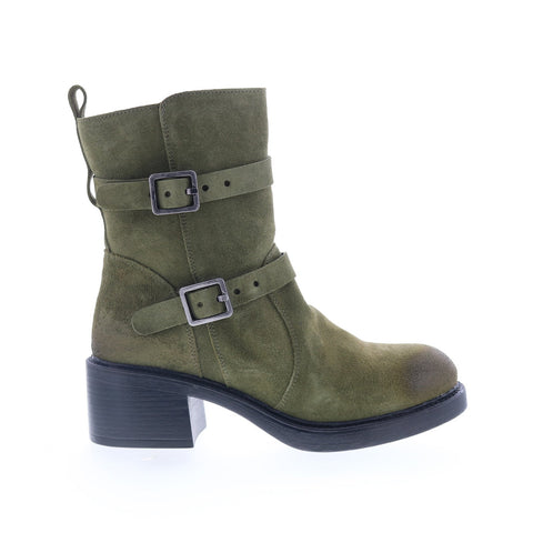 Miz Mooz Bethani Womens Green Suede Zipper Casual Dress Boots