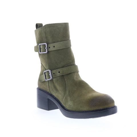 Miz Mooz Bethani Womens Green Suede Zipper Casual Dress Boots