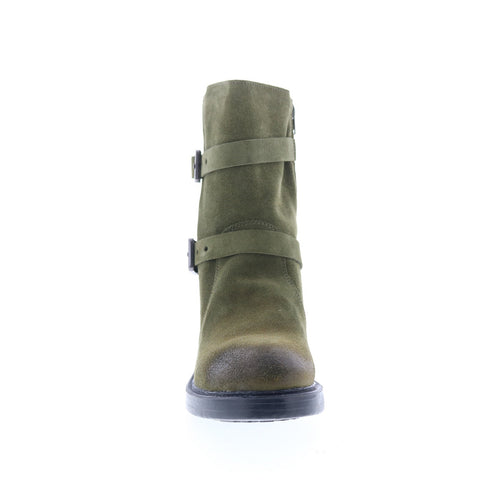 Miz Mooz Bethani Womens Green Suede Zipper Casual Dress Boots