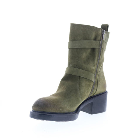 Miz Mooz Bethani Womens Green Suede Zipper Casual Dress Boots
