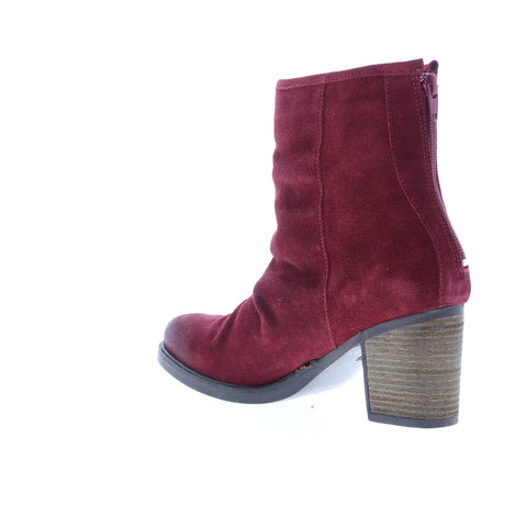 Bos. & Co. Bevy Womens Red Suede Zipper Ankle & Booties Boots