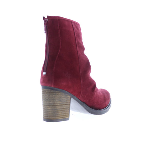 Bos. & Co. Bevy Womens Red Suede Zipper Ankle & Booties Boots