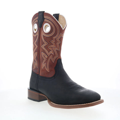 Justin Boots Big News 11" FN7022 Mens Black Leather Cowboy Western Boots