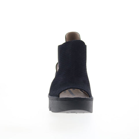 Fly London Biga BIGA412FLY-000 Womens Black Suede Wedges Sandals Shoes
