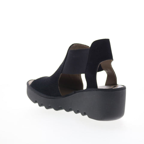 Fly London Biga BIGA412FLY-000 Womens Black Suede Wedges Sandals Shoes