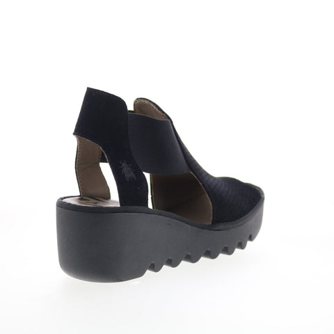 Fly London Biga BIGA412FLY-000 Womens Black Suede Wedges Sandals Shoes