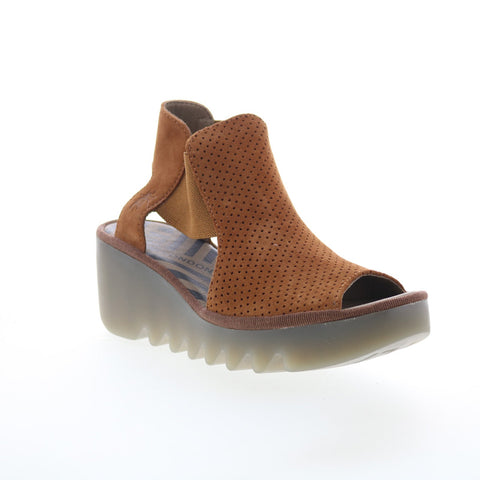 Fly London Biga BIGA412FLY-003 Womens Brown Leather Wedges Sandals Shoes