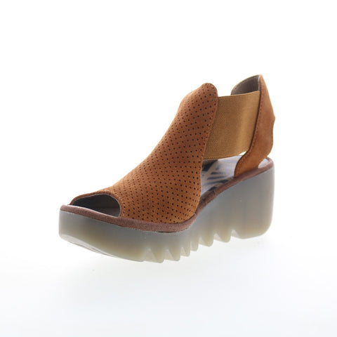 Fly London Biga BIGA412FLY-003 Womens Brown Leather Wedges Sandals Shoes