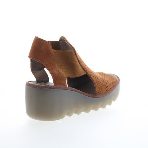Fly London Biga BIGA412FLY-003 Womens Brown Leather Wedges Sandals Shoes
