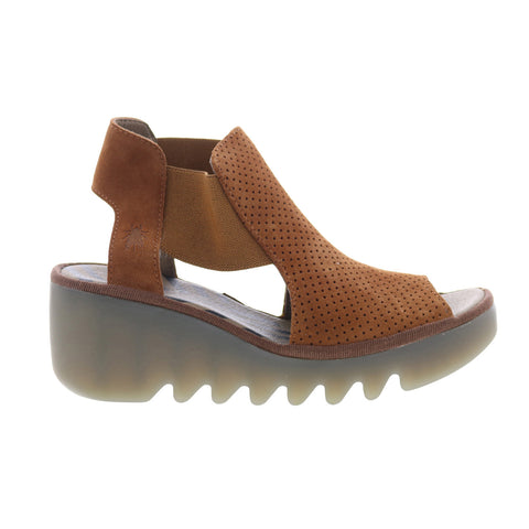 Fly London Biga BIGA412FLY-003 Womens Brown Leather Wedges Sandals Shoes