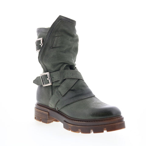 Miz Mooz Biggs Womens Green Leather Zipper Casual Dress Boots
