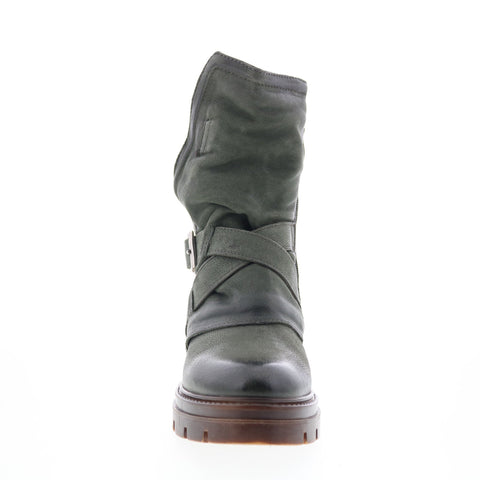 Miz Mooz Biggs Womens Green Leather Zipper Casual Dress Boots