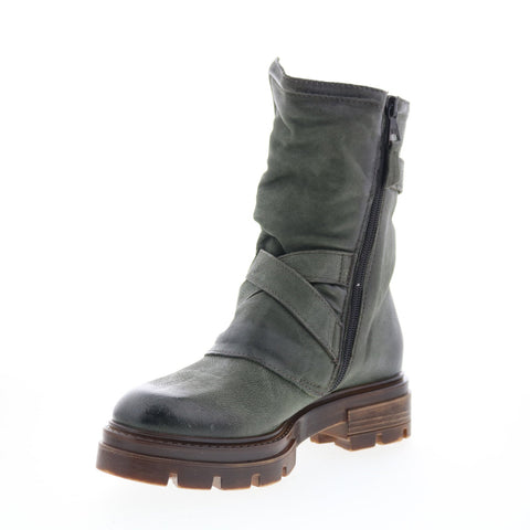 Miz Mooz Biggs Womens Green Leather Zipper Casual Dress Boots