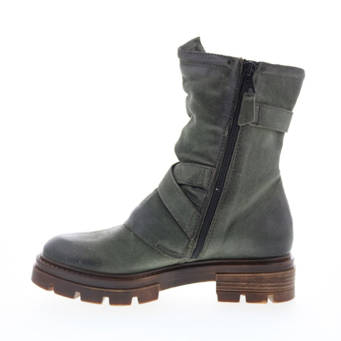 Miz Mooz Biggs Womens Green Leather Zipper Casual Dress Boots