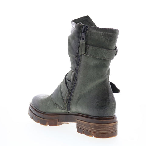 Miz Mooz Biggs Womens Green Leather Zipper Casual Dress Boots