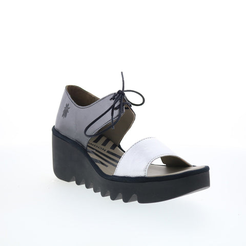 Fly London Bilu BILU465FLY-004 Womens Silver Wedges Sandals Shoes