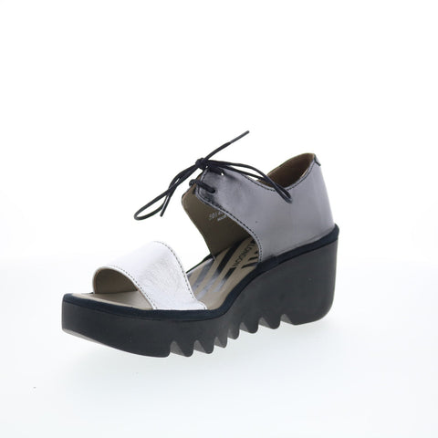 Fly London Bilu BILU465FLY-004 Womens Silver Wedges Sandals Shoes
