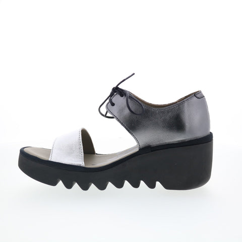 Fly London Bilu BILU465FLY-004 Womens Silver Wedges Sandals Shoes