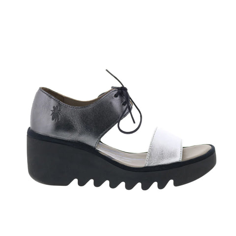 Fly London Bilu BILU465FLY-004 Womens Silver Wedges Sandals Shoes