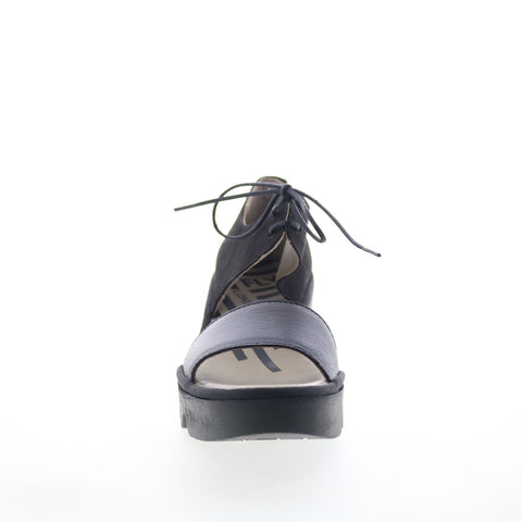 Fly London Bilu BILU465FLY-000 Womens Black Leather Wedges Sandals Shoes