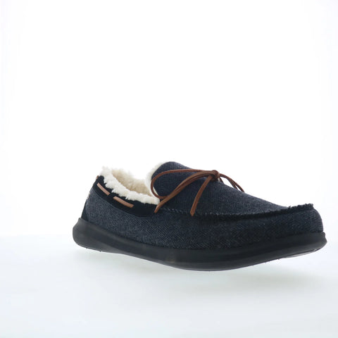 Spenco Birch Slipper SP2008BLK Mens Black Wide Moccasin Slippers Shoes