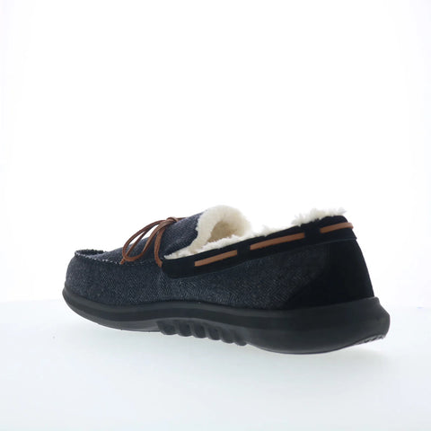 Spenco Birch Slipper SP2008BLK Mens Black Wide Moccasin Slippers Shoes