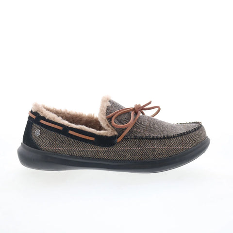 Spenco Birch Tweed SP2010BTA Mens Black Wide Moccasin Slippers Shoes