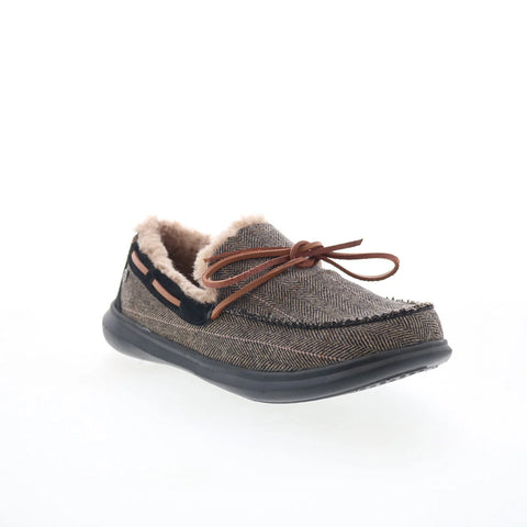 Spenco Birch Tweed SP2010BTA Mens Black Wide Moccasin Slippers Shoes