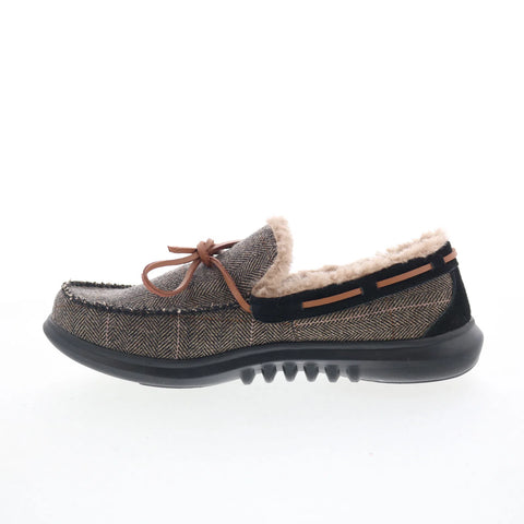 Spenco Birch Tweed SP2010BTA Mens Black Wide Moccasin Slippers Shoes
