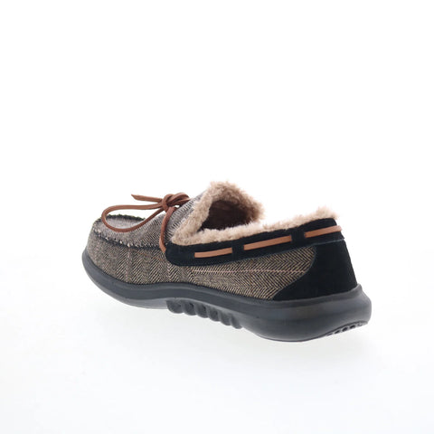 Spenco Birch Tweed SP2010BTA Mens Black Wide Moccasin Slippers Shoes