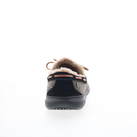 Spenco Birch Tweed SP2010BTA Mens Black Wide Moccasin Slippers Shoes