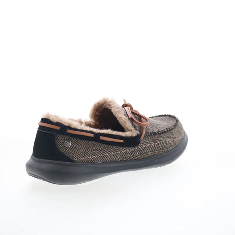 Spenco Birch Tweed SP2010BTA Mens Black Wide Moccasin Slippers Shoes